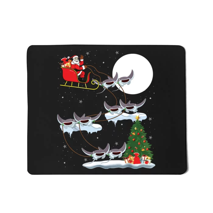 Xmas Lighting Tree Santa Riding Manta Ray Fish Christmas Mousepad