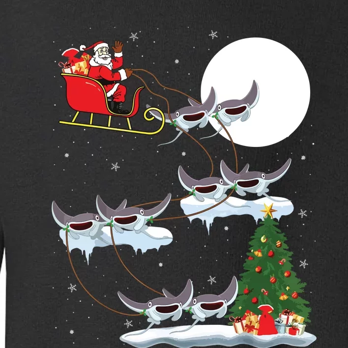 Xmas Lighting Tree Santa Riding Manta Ray Fish Christmas Toddler Sweatshirt