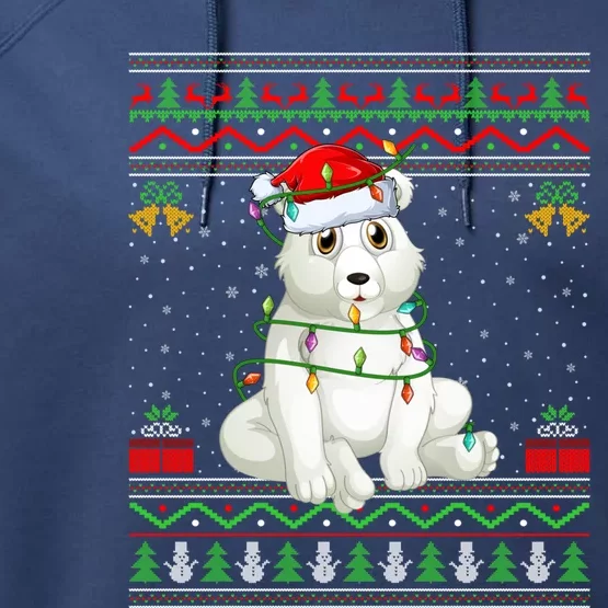 Xmas Lights Ugly Sweater Style Santa Polar Bear Christmas Meaningful Gift Performance Fleece Hoodie