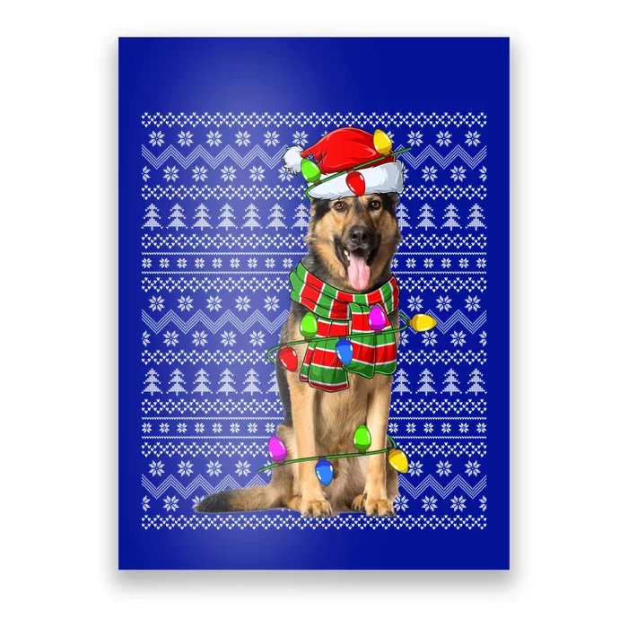 Xmas Lighting Ugly Santa Ger Shepherd Dog Christmas Cute Gift Poster