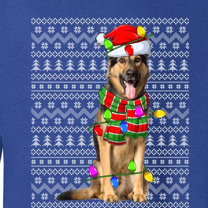 Xmas Lighting Ugly Santa Ger Shepherd Dog Christmas Cute Gift Toddler Sweatshirt