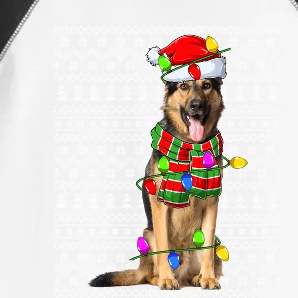 Xmas Lighting Ugly Santa Ger Shepherd Dog Christmas Cute Gift Toddler Fine Jersey T-Shirt