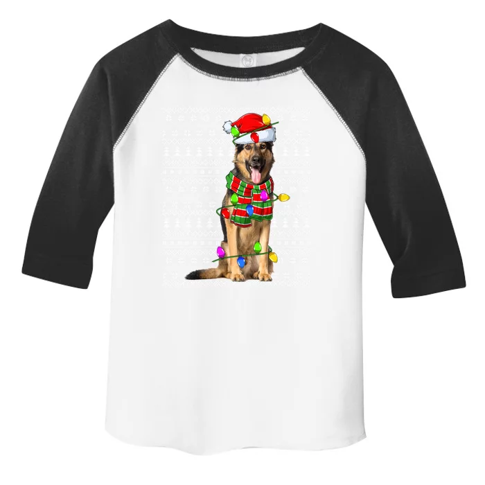 Xmas Lighting Ugly Santa Ger Shepherd Dog Christmas Cute Gift Toddler Fine Jersey T-Shirt