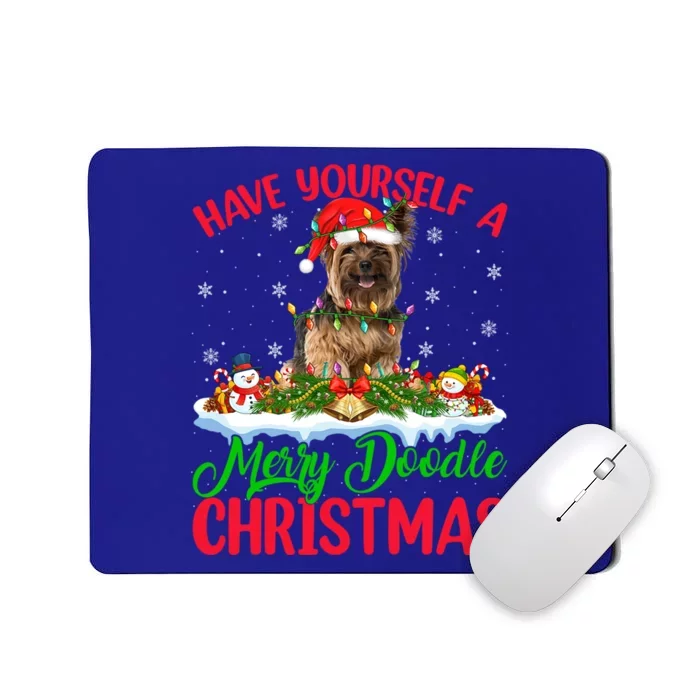 Xmas Lighting Yorkshire Terrier Dog Merry Doodle Christmas Funny Gift Mousepad