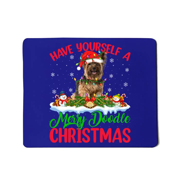 Xmas Lighting Yorkshire Terrier Dog Merry Doodle Christmas Funny Gift Mousepad