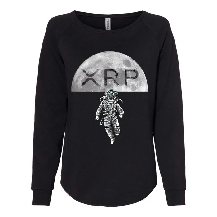 Xrp Moon Astronaut Ripple Cryptocurrency Graphic Cute Gift Womens California Wash Sweatshirt