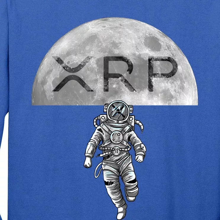 Xrp Moon Astronaut Ripple Cryptocurrency Graphic Cute Gift Tall Long Sleeve T-Shirt