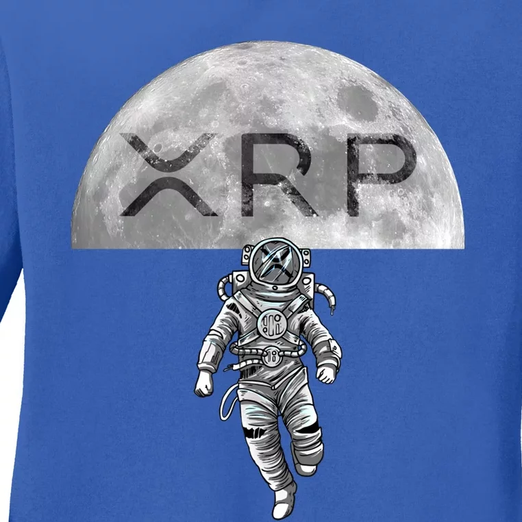 Xrp Moon Astronaut Ripple Cryptocurrency Graphic Cute Gift Ladies Long Sleeve Shirt