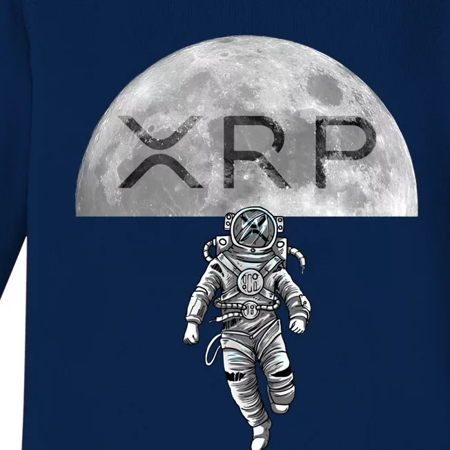 Xrp Moon Astronaut Ripple Cryptocurrency Graphic Cute Gift Baby Long Sleeve Bodysuit