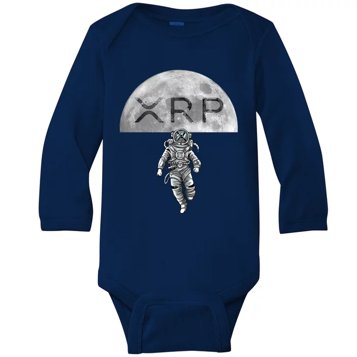 Xrp Moon Astronaut Ripple Cryptocurrency Graphic Cute Gift Baby Long Sleeve Bodysuit