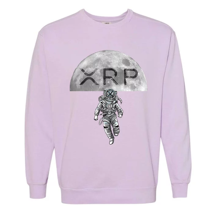 Xrp Moon Astronaut Ripple Cryptocurrency Graphic Cute Gift Garment-Dyed Sweatshirt