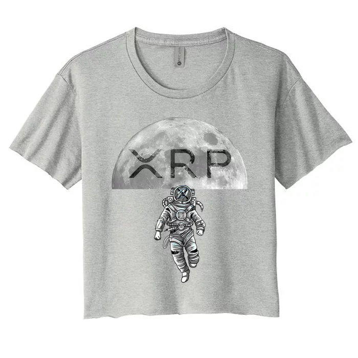 Xrp Moon Astronaut Ripple Cryptocurrency Graphic Cute Gift Women's Crop Top Tee