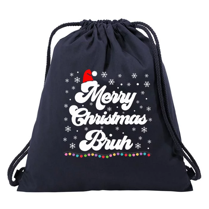 XMas Merry Christmas Bruh Meme Funny Christmas Drawstring Bag