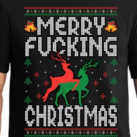 Xmas Merry Fucking Christmas Raindeer Ugly Sweater Gift Pajama Set