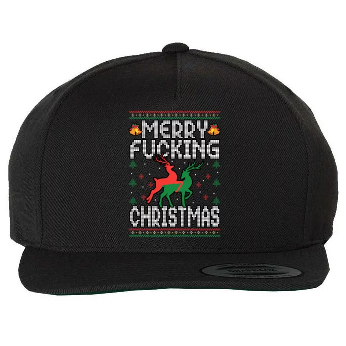 Xmas Merry Fucking Christmas Raindeer Ugly Sweater Gift Wool Snapback Cap