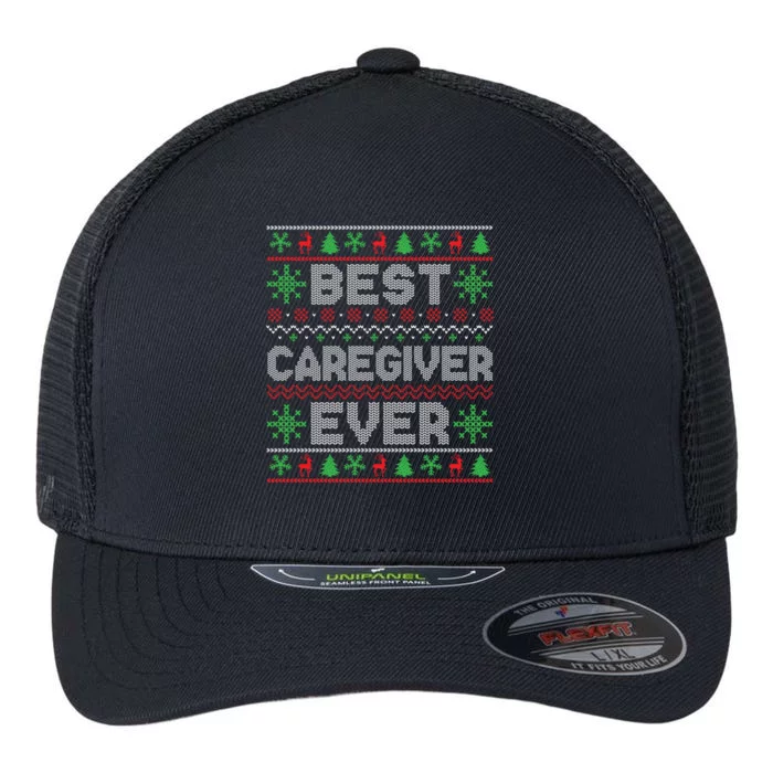 Xmas Matching Outfits For Holiday Party Best Caregiver Ever Gift Flexfit Unipanel Trucker Cap