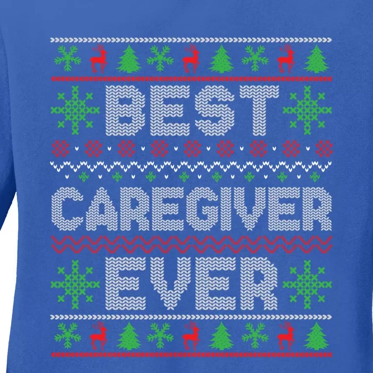 Xmas Matching Outfits For Holiday Party Best Caregiver Ever Gift Ladies Long Sleeve Shirt