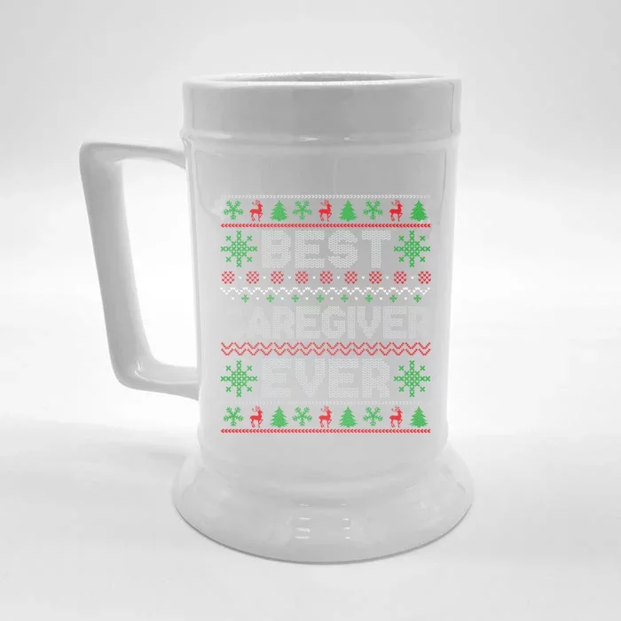 Xmas Matching Outfits For Holiday Party Best Caregiver Ever Gift Front & Back Beer Stein