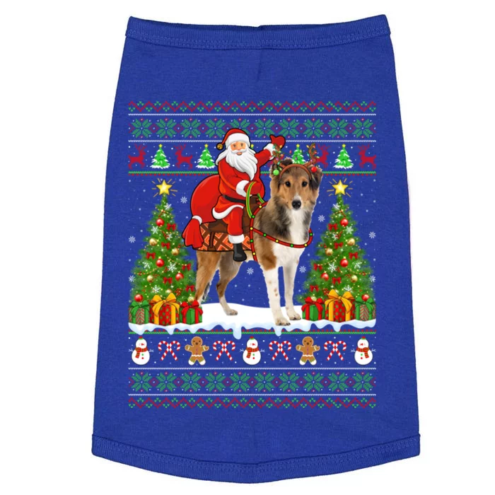 Xmas Matching Ugly Santa Riding Shetland Sheepdog Christmas Great Gift Doggie Tank