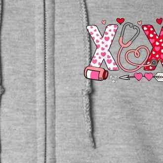 Xoxo Nurse Valentines Day Stethoscope Valentine For Nurse Full Zip Hoodie