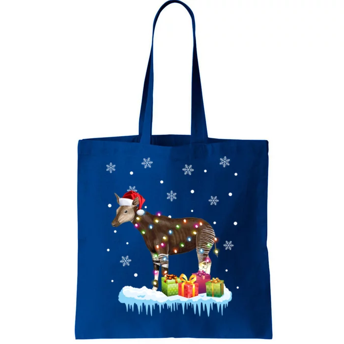 Xgiftmas Okapi Christmas Lights Funny Wild Forest Giraffe Okapi Gift Tote Bag