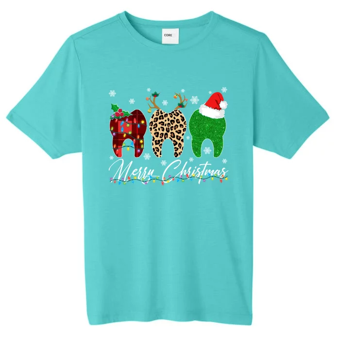 Xmas Oh Dentistree Teeth Christmas Tree Light Dental Hygiene Gift ChromaSoft Performance T-Shirt