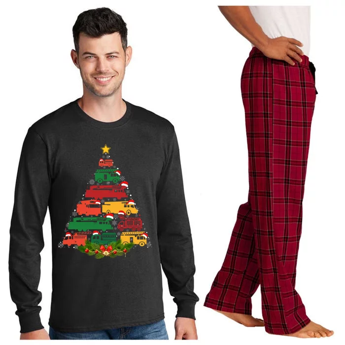 Xmas Outfits For Holiday Firefighter Truck Christmas Tree Great Gift Long Sleeve Pajama Set