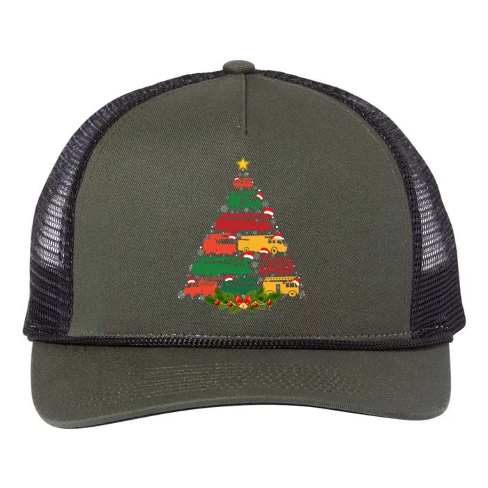 Xmas Outfits For Holiday Firefighter Truck Christmas Tree Great Gift Retro Rope Trucker Hat Cap