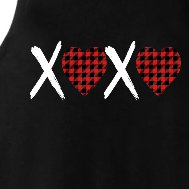 XOXO Plaid Pattern Love Heart Ladies Tri-Blend Wicking Tank