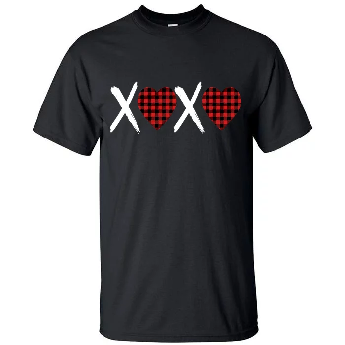 XOXO Plaid Pattern Love Heart Tall T-Shirt