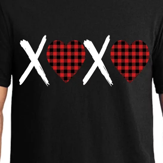 XOXO Plaid Pattern Love Heart Pajama Set