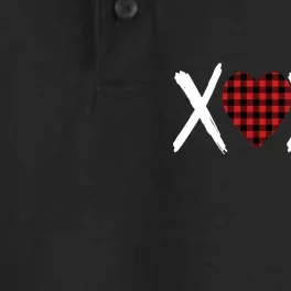 XOXO Plaid Pattern Love Heart Dry Zone Grid Performance Polo