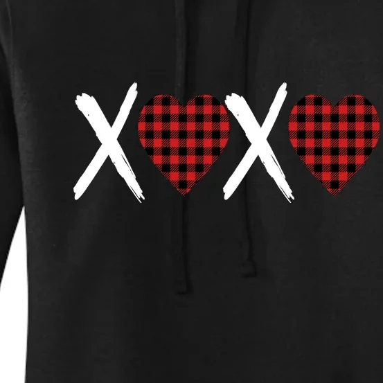 XOXO Plaid Pattern Love Heart Women's Pullover Hoodie