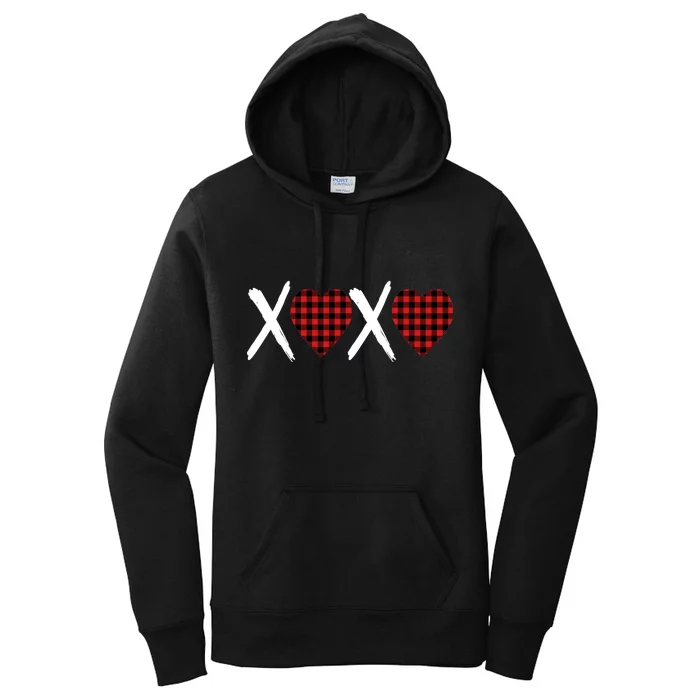 XOXO Plaid Pattern Love Heart Women's Pullover Hoodie