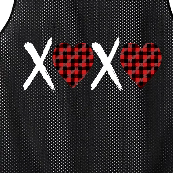 XOXO Plaid Pattern Love Heart Mesh Reversible Basketball Jersey Tank