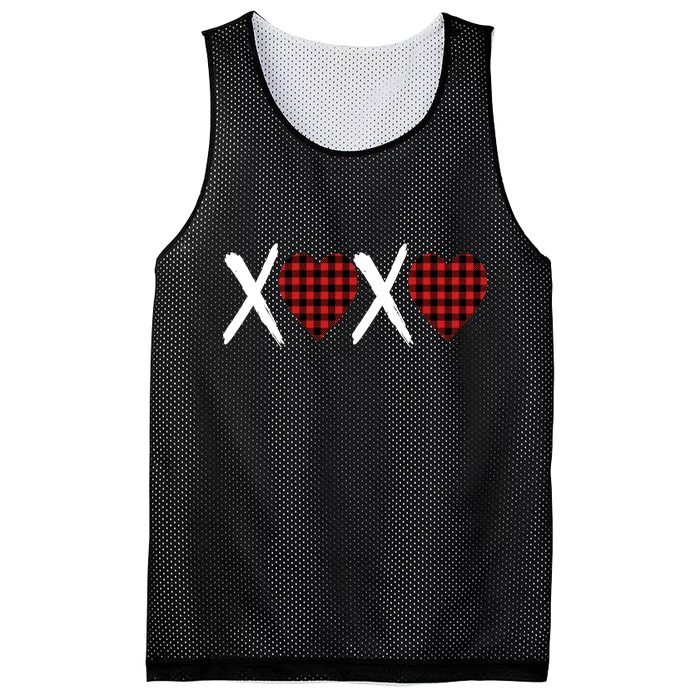 XOXO Plaid Pattern Love Heart Mesh Reversible Basketball Jersey Tank