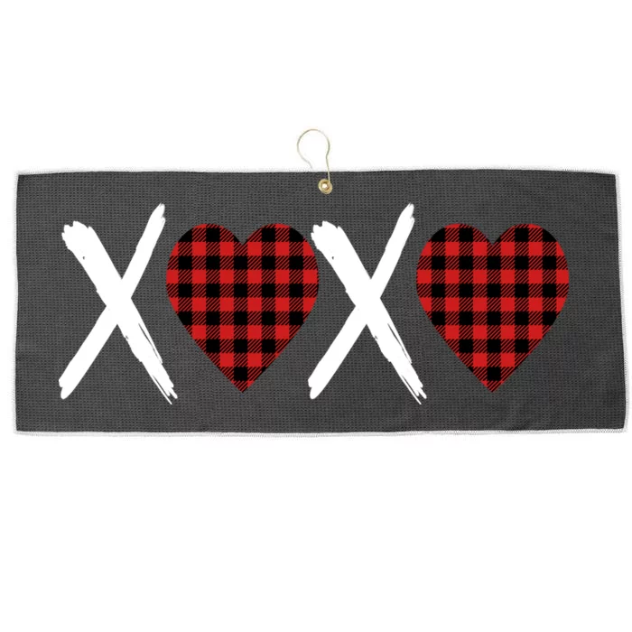 XOXO Plaid Pattern Love Heart Large Microfiber Waffle Golf Towel