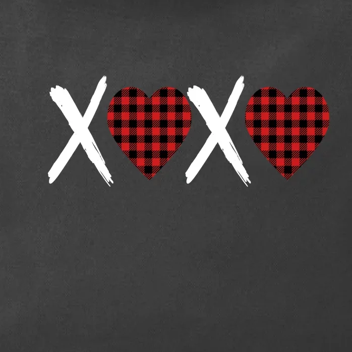 XOXO Plaid Pattern Love Heart Zip Tote Bag