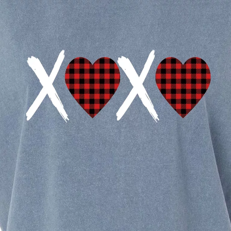 XOXO Plaid Pattern Love Heart Garment-Dyed Women's Muscle Tee