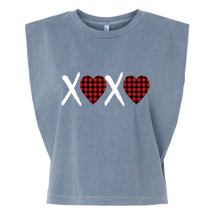 XOXO Plaid Pattern Love Heart Garment-Dyed Women's Muscle Tee