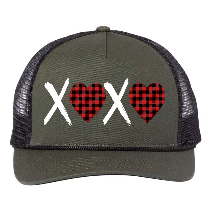 XOXO Plaid Pattern Love Heart Retro Rope Trucker Hat Cap