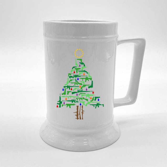 Xmas Patriotic 2nd Adt Gun Christmas Tree Gift Front & Back Beer Stein