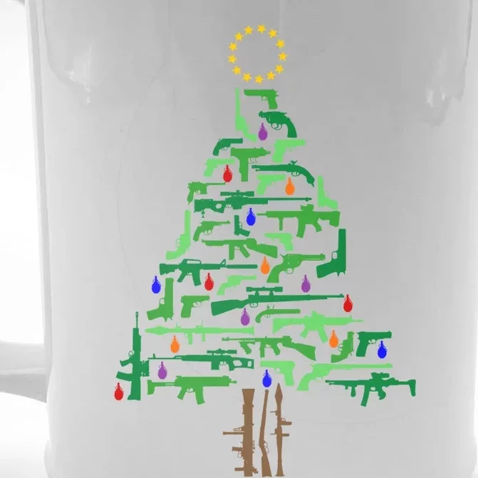 Xmas Patriotic 2nd Adt Gun Christmas Tree Gift Front & Back Beer Stein