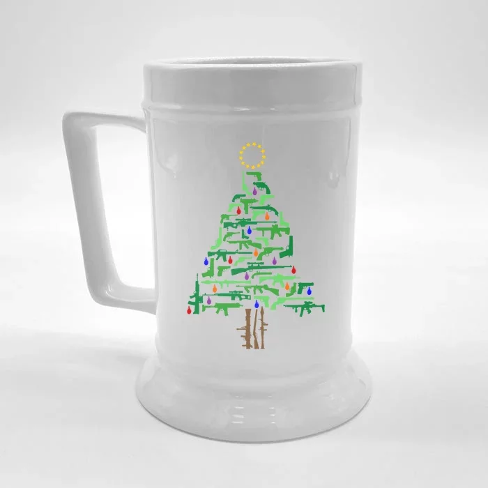 Xmas Patriotic 2nd Adt Gun Christmas Tree Gift Front & Back Beer Stein