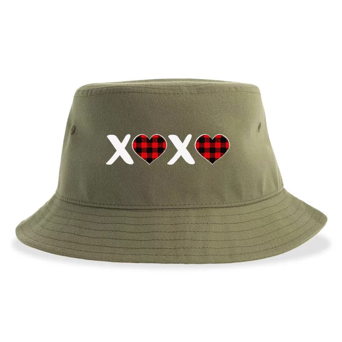 XOXO Plaid Heart Print Graphic Womens Valentine's Day Sustainable Bucket Hat