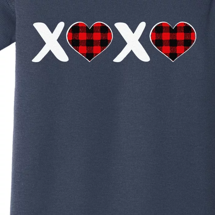 XOXO Plaid Heart Print Graphic Womens Valentine's Day Baby Bodysuit