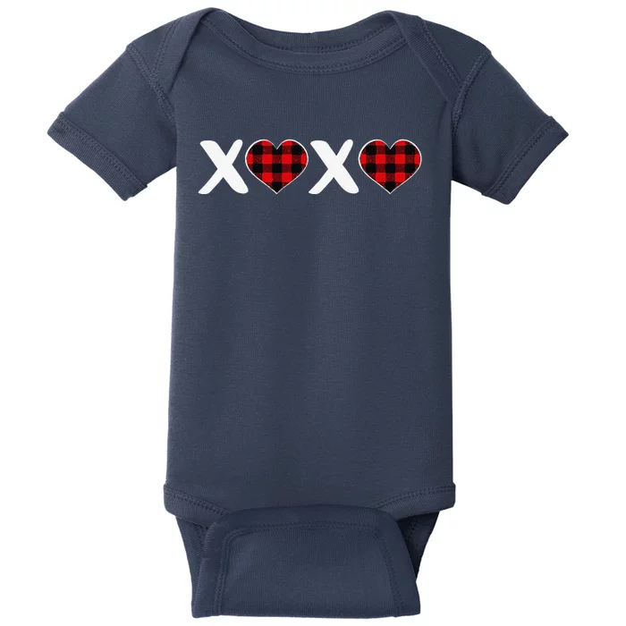 XOXO Plaid Heart Print Graphic Womens Valentine's Day Baby Bodysuit