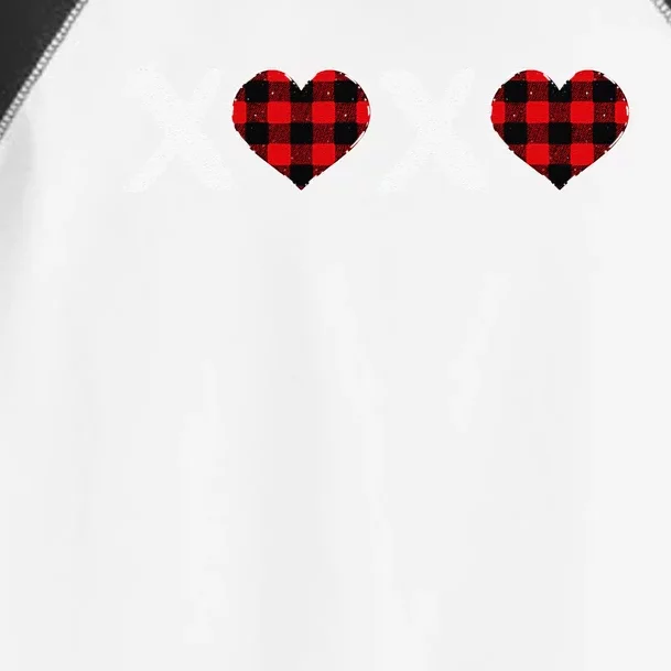 XOXO Plaid Heart Print Graphic Womens Valentine's Day Toddler Fine Jersey T-Shirt