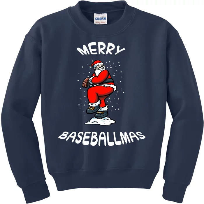 Xmas Pitcher Santa Claus Christmas Baseball Kids Sweatshirt