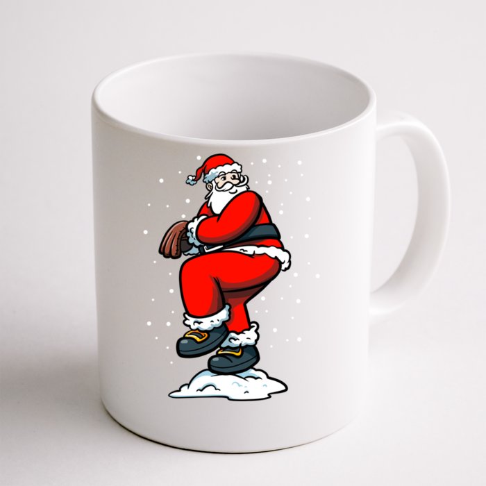 Xmas Pitcher Santa Claus Christmas Baseball Funny Gift Front & Back Coffee Mug